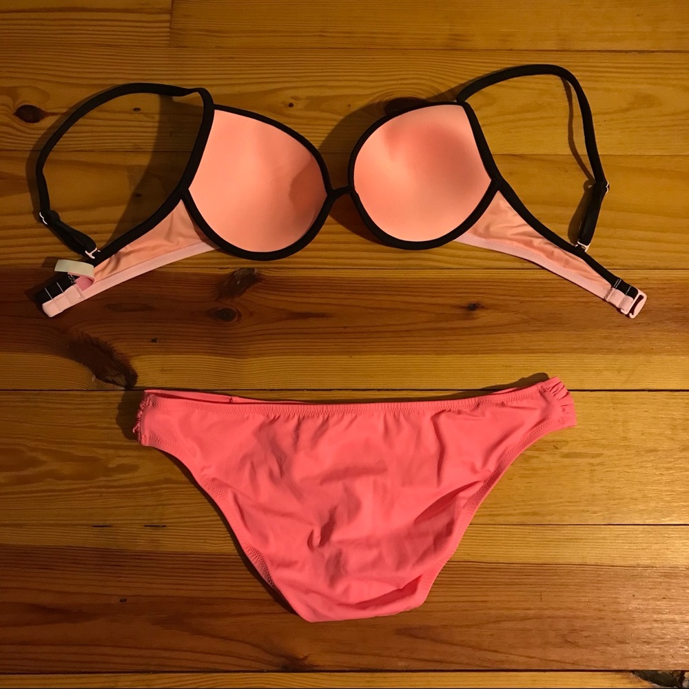 Victoria’s Secret Coral Pink Bikini, EUC, L/34D - Picture 8 of 12